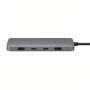 4-Port Aluminum USB Hub, Gray, Dual USB-C and USB-A Ports