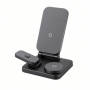 3-in-1 Foldable Wireless Charging Stand, Black Qi2 Charger Dock