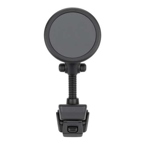 Magnetic Wireless Car Charger Mount, Black, Clip-On Base, Flexible Neck