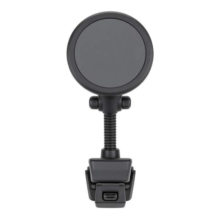 Magnetic Wireless Car Charger Mount, Black, Clip-On Base, Flexible Neck