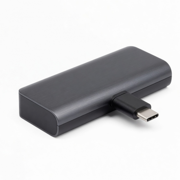 USB-C Hub with Ethernet, HDMI, USB-A and USB-C Ports, Black, 4-in-1