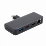 USB-C Hub with Ethernet, HDMI, USB-A and USB-C Ports, Black, 4-in-1