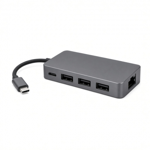 4-in-1 USB-C Hub, 2.5Gbps Ethernet, 3 USB-A Ports, Aluminum Alloy Enclosure