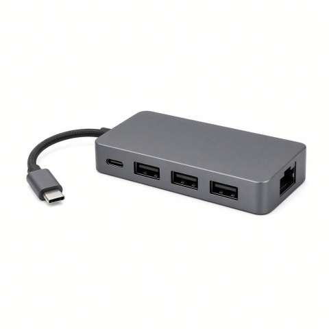 4-in-1 USB-C Hub, 2.5Gbps Ethernet, 3 USB-A Ports, Aluminum Alloy Enclosure
