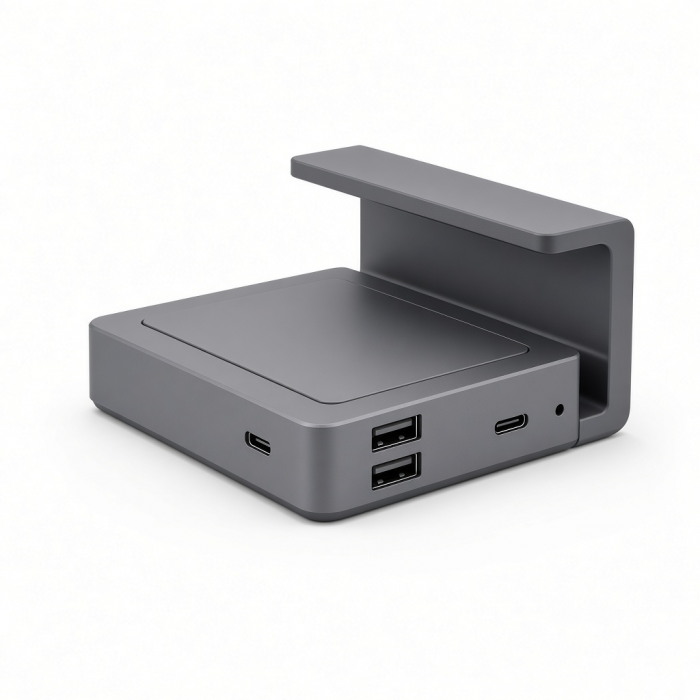 USB-C Monitor Stand Hub with Dual USB-A Ports, Gray Desktop Riser