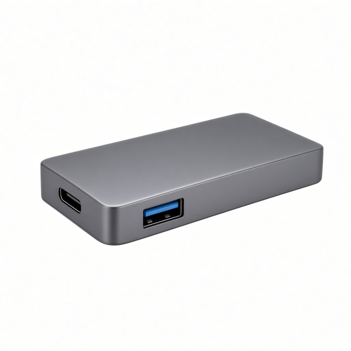 4-in-1 USB-C Multiport Adapter, 4K HDMI, USB-A, USB-C, Gray Slim Hub