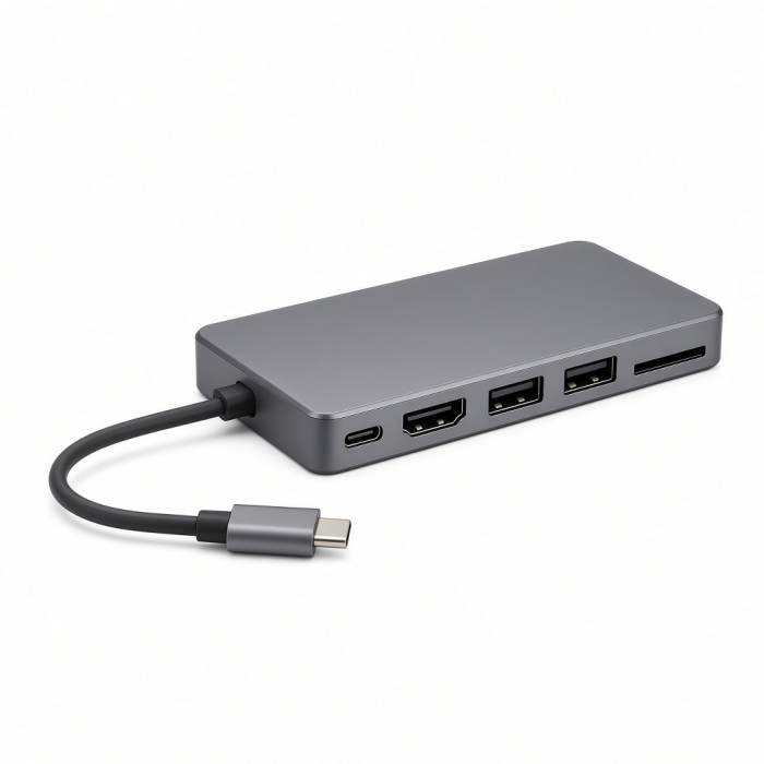 6-in-1 USB-C Multiport Adapter, Aluminum Alloy, HDMI, USB 3.0, SD Card Reader