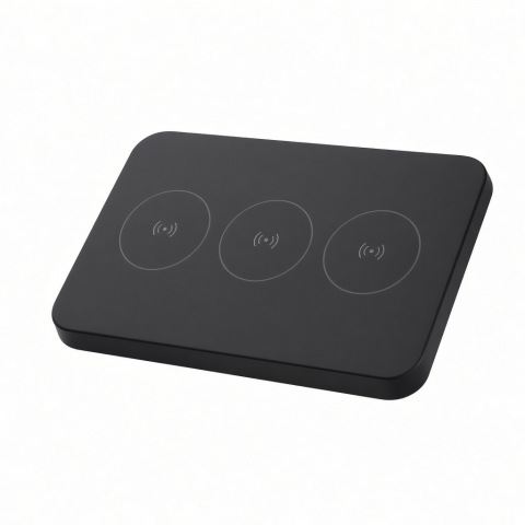 Three-Device Wireless Charging Pad, Black, Triple Charging Coils