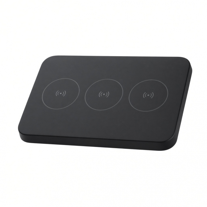 Three-Device Wireless Charging Pad, Black, Triple Charging Coils