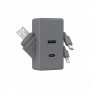 3-in-1 Wall Charger with Dual USB-C Ports and Built-In Charging Cables, Gray