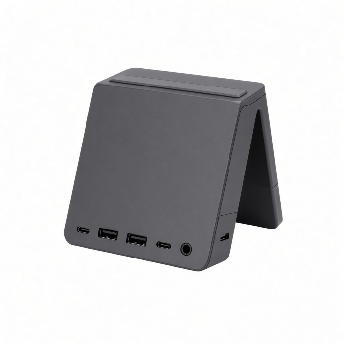 Desktop Computer Stand Hub with SSD Enclosure, USB Ports, Gray