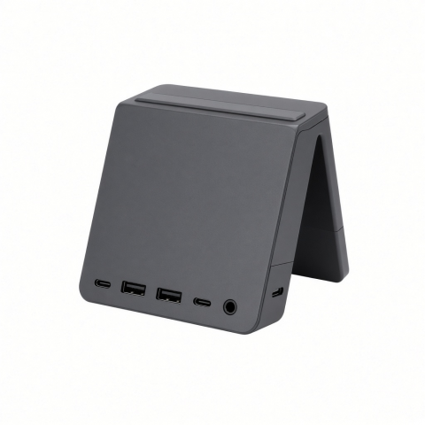Desktop Computer Stand Hub with SSD Enclosure, USB Ports, Gray
