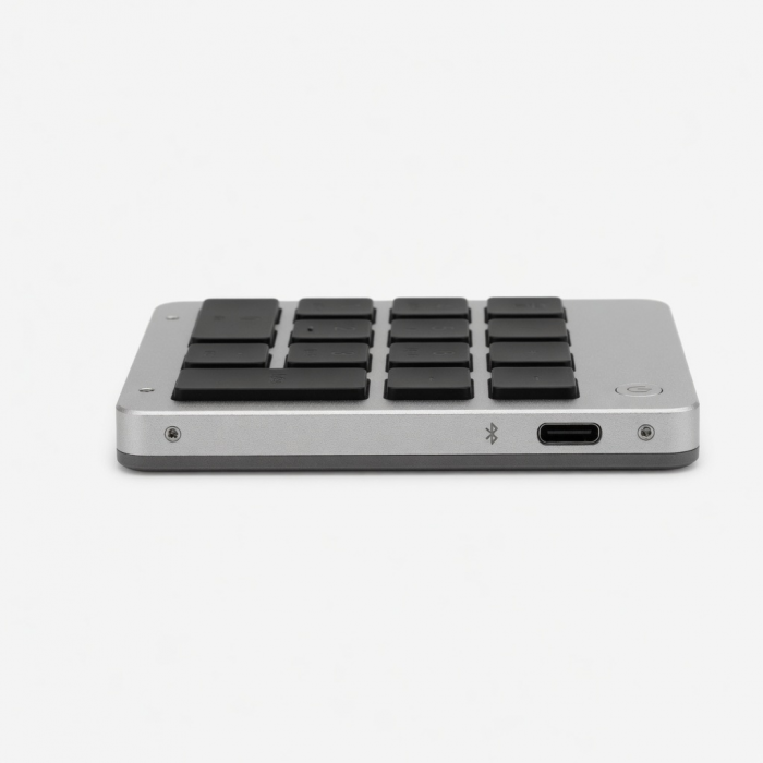 Aluminum Rechargeable Bluetooth Numeric Keypad, Slim Silver Compact Design