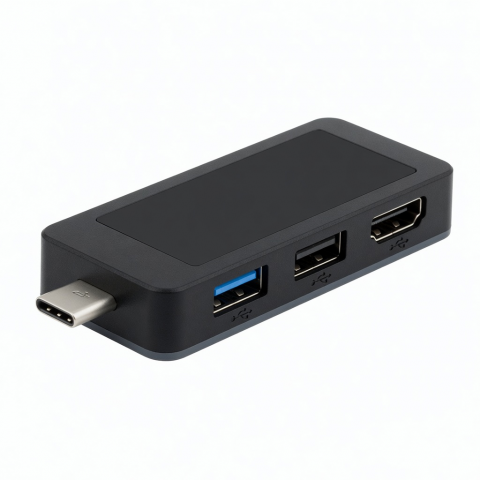 USB-C Hub, 3-in-1 USB 3.0 Adapter, Black, Three Ports