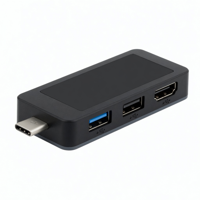 USB-C Hub, 3-in-1 USB 3.0 Adapter, Black, Three Ports