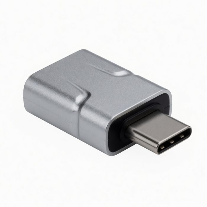 Aluminum USB-C to USB-A 3.0 Adapter, Silver, 1 Pack