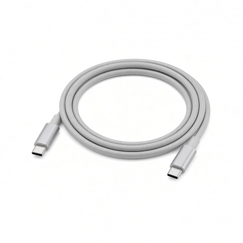USB-C to USB-C Braided Cable, Gray, 1m, Data and Charging