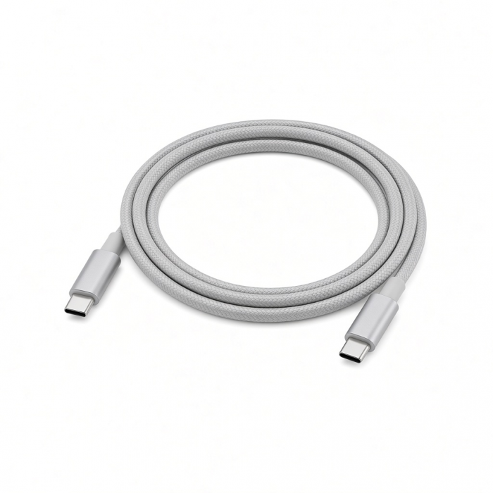 USB-C to USB-C Braided Cable, Gray, 1m, Data and Charging