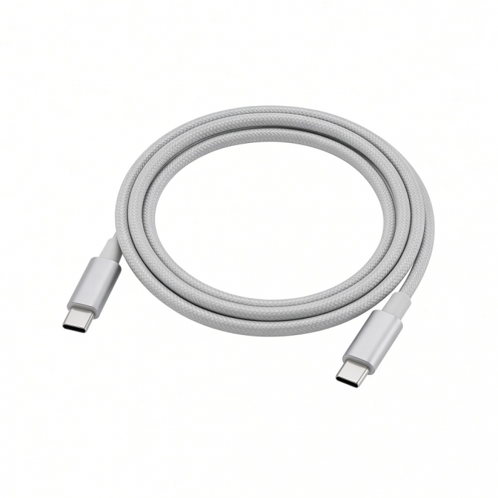 USB-C to USB-C Braided Cable, Gray, 1m, Data and Charging