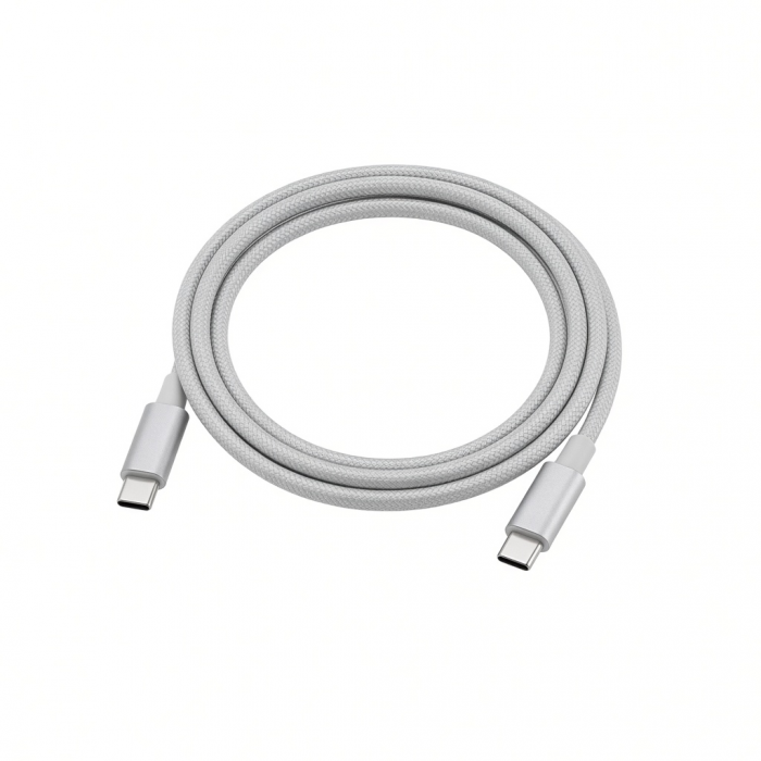 USB-C to USB-C Braided Cable, Gray, 1m, Data and Charging