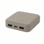 10000mAh Power Bank, Gray Fabric, Dual USB and USB-C Ports