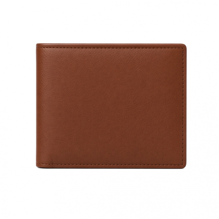 Men's Bifold Wallet, Brown Faux Leather, Slim Design, Card Holder