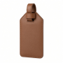 Vegan Leather Luggage Tag, Brown, Stitched ID Card Holder