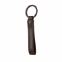 Vegan Leather Keychain Strap with Metal Ring, Dark Brown, Stitched Finish