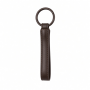 Vegan Leather Keychain Strap with Metal Ring, Dark Brown, Stitched Finish