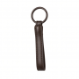 Vegan Leather Keychain Strap with Metal Ring, Dark Brown, Stitched Finish