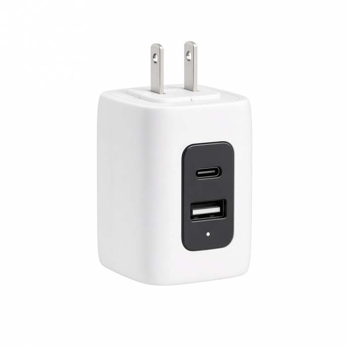 67W Wall Charger with USB-C and USB-A Ports, White Slim Design