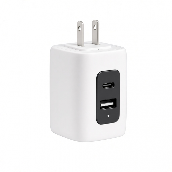 67W Wall Charger with USB-C and USB-A Ports, White Slim Design
