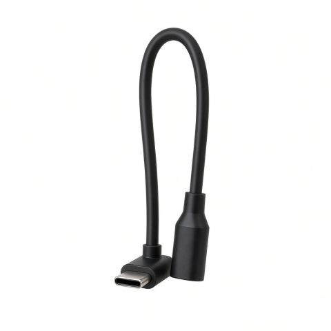 USB-C Male to Female Extension Cable, Black, Right-Angle USB4 V2