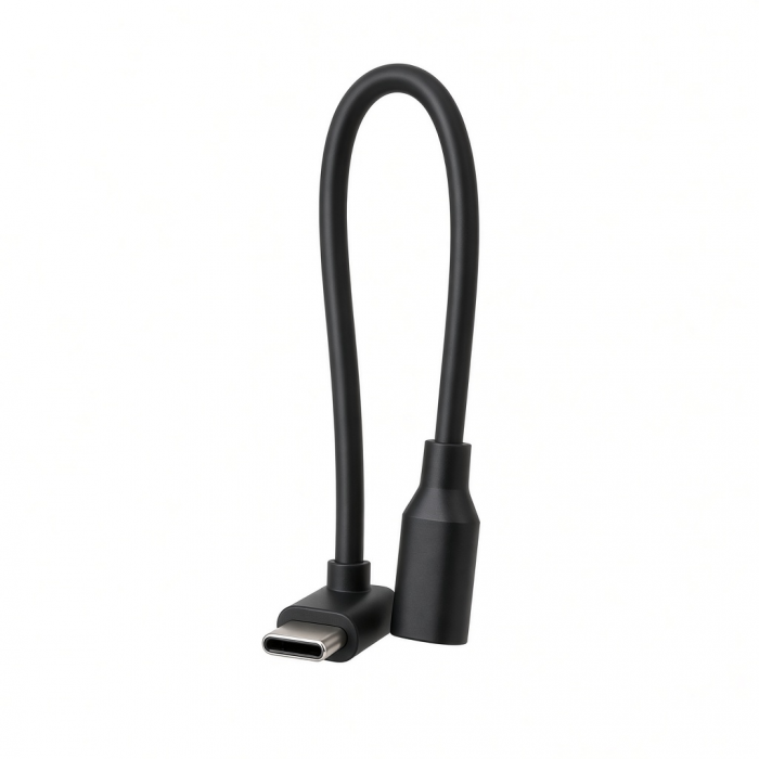 USB-C Male to Female Extension Cable, Black, Right-Angle USB4 V2