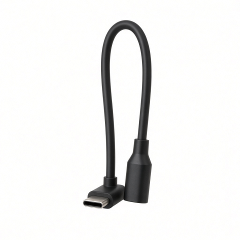 USB-C Male to Female Extension Cable, Black, Right-Angle USB4 V2