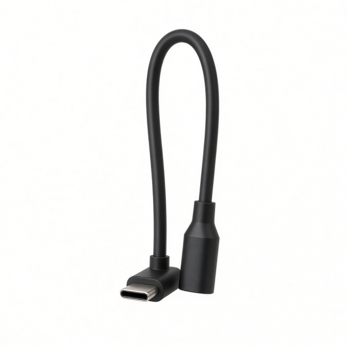 USB-C Male to Female Extension Cable, Black, Right-Angle USB4 V2