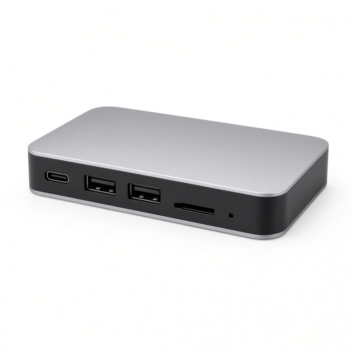 7-in-1 USB-C Hub, HDMI, USB 3.0, SD and MicroSD Card Reader, Aluminum Alloy, Gray