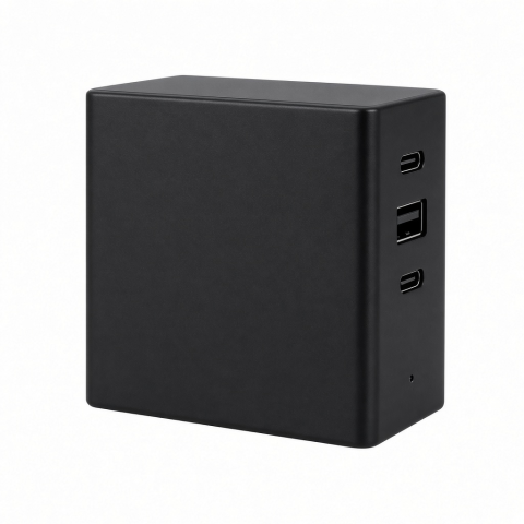 USB-C Desktop Docking Station with SSD Enclosure, Black Aluminum, Triple Port Connectivity