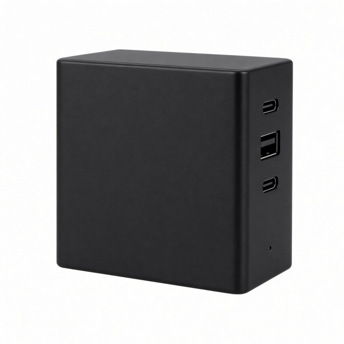 USB-C Desktop Docking Station with SSD Enclosure, Black Aluminum, Triple Port Connectivity
