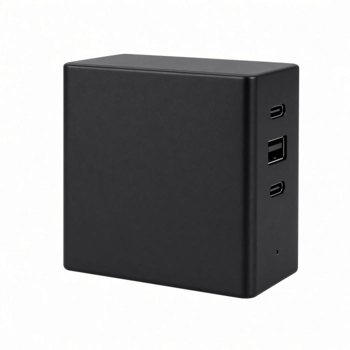 USB-C Desktop Docking Station with SSD Enclosure, Black Aluminum, Triple Port Connectivity