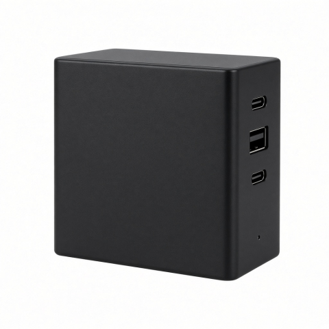 USB-C Desktop Docking Station with SSD Enclosure, Black Aluminum, Triple Port Connectivity
