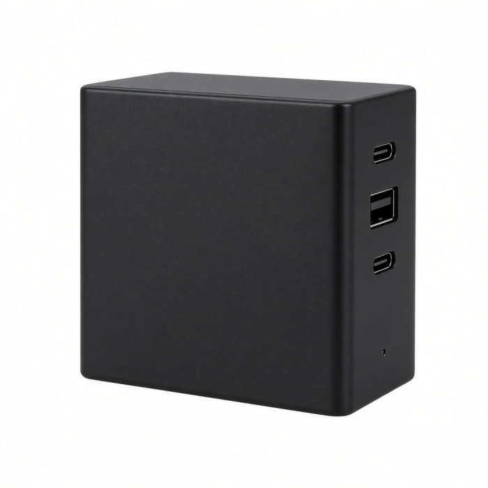USB-C Desktop Docking Station with SSD Enclosure, Black Aluminum, Triple Port Connectivity