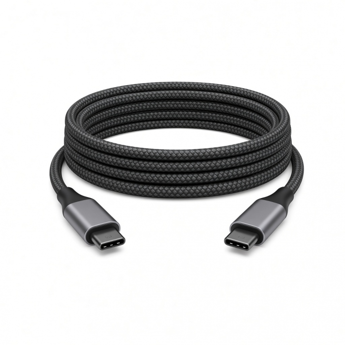 USB C to USB C Cable, Braided Black, 1 Pack