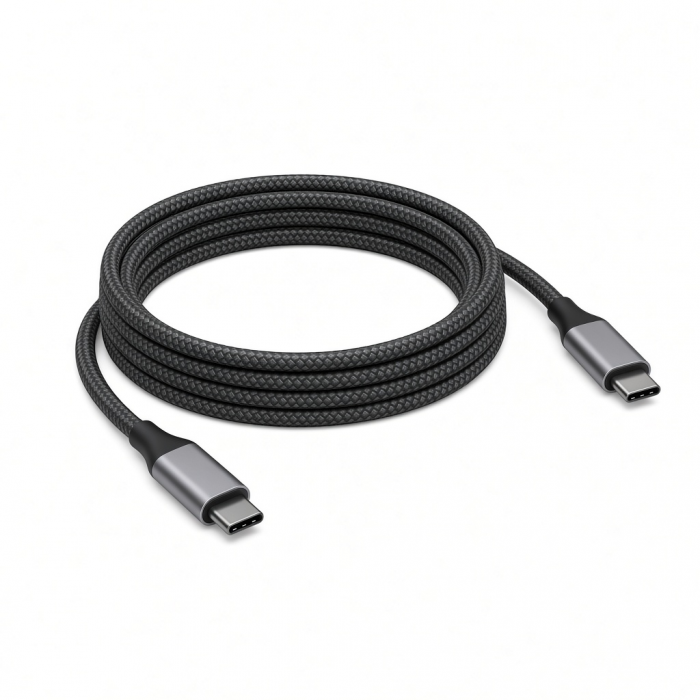 USB C to USB C Cable, Braided Black, 1 Pack