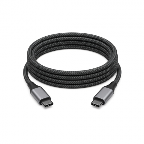 USB C to USB C Cable, Braided Black, 1 Pack