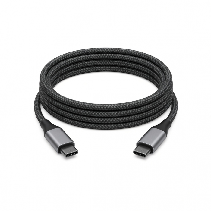 USB C to USB C Cable, Braided Black, 1 Pack