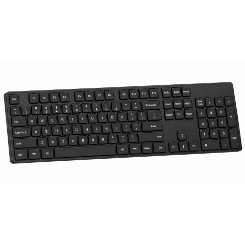 Slim Wireless Keyboard, Compact Black Design, Full-Size Layout, Low-Profile Keys