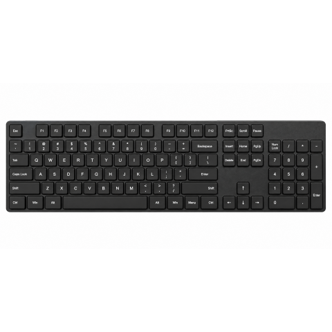 Slim Wireless Keyboard, Compact Black Design, Full-Size Layout, Low-Profile Keys