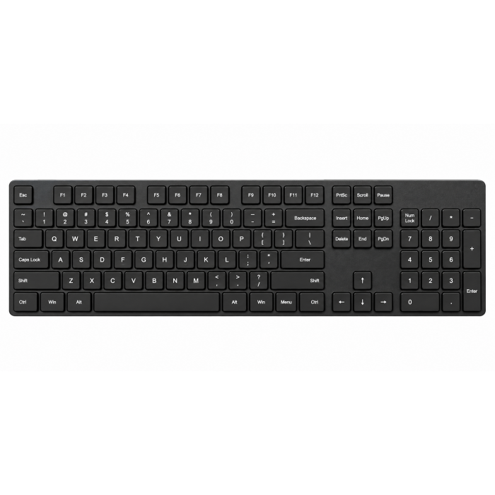 Slim Wireless Keyboard, Compact Black Design, Full-Size Layout, Low-Profile Keys
