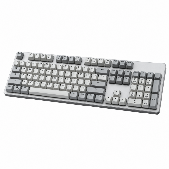 Slim Wired Keyboard, Full-Size Low-Profile Design, Silver Gray